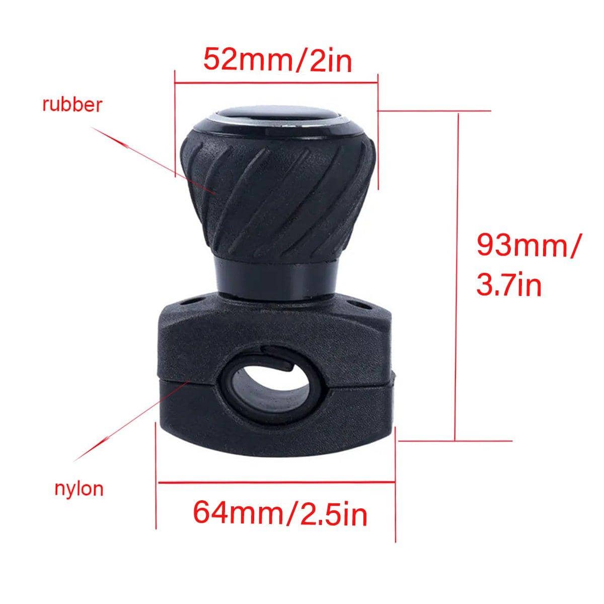 Steering Wheel Spinner Knob - Black, Ergonomic Grip - view 3