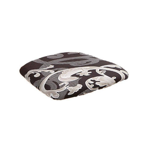 Stretch Dining Chair Slipcover - Dark Brown and Grey Scroll Print