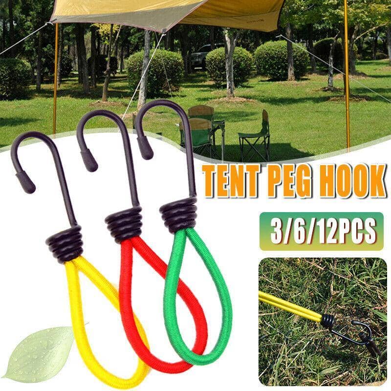 Stretch Latex Tent Peg Hooks with Metal Hook, Anti-Slip - Pack of 6 - view 2