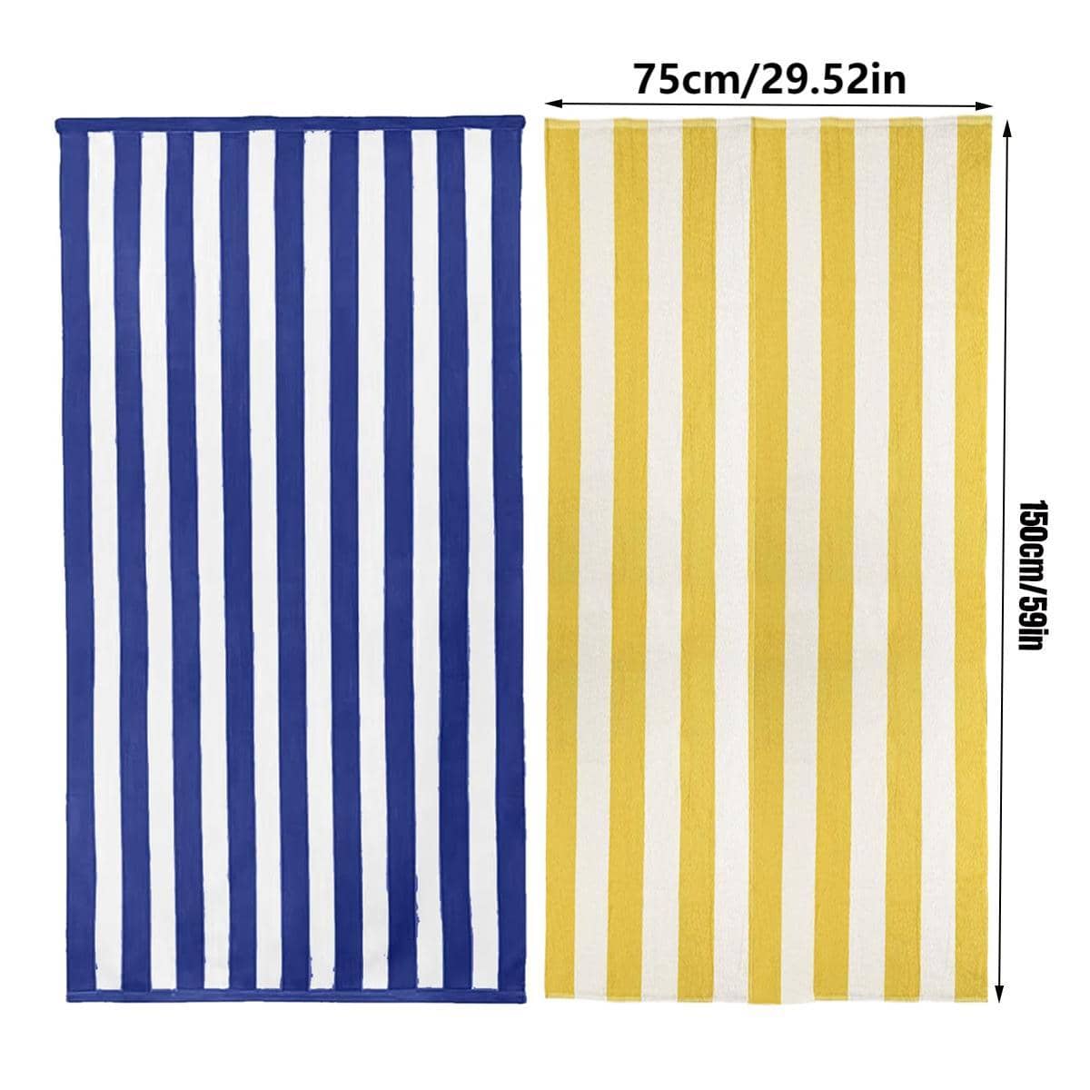Striped Bath Towels, 75 x 150 cm, Pack of 4 - Blue - view 4