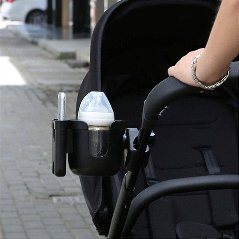 Stroller Cup Holder with Phone Storage, Black - view 5