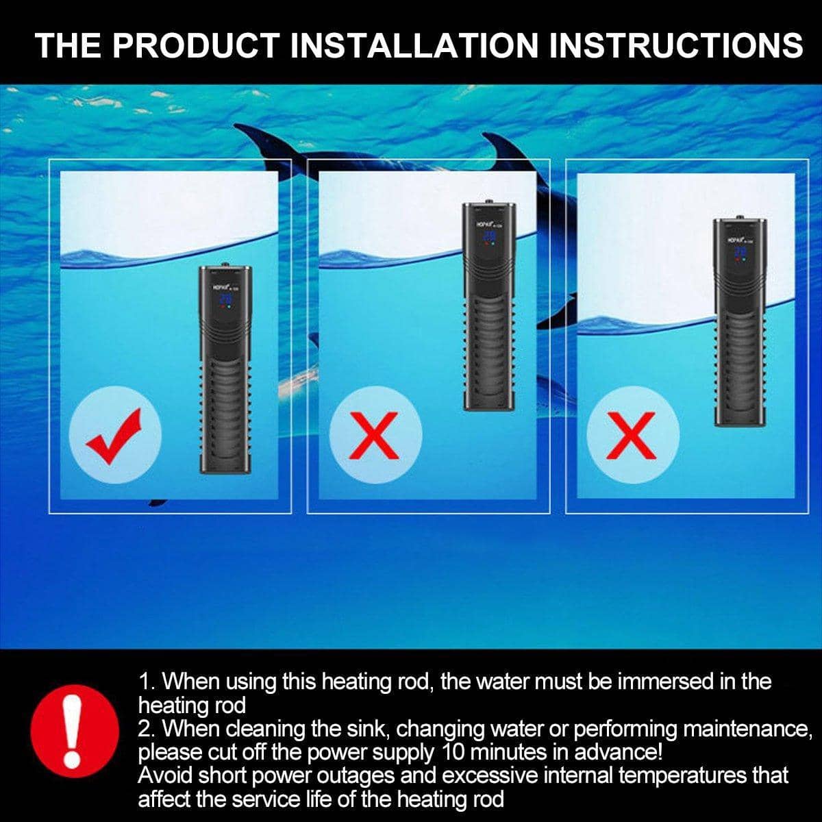 Submersible Aquarium Heater Rod with LED Display - 800 Watt - view 4