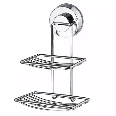 Suction Cup Soap Holder Dish, Stainless Steel - Double Layer