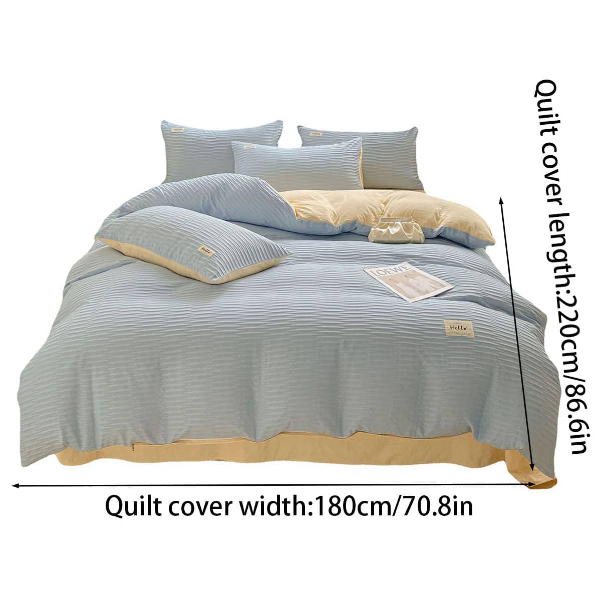 Super Soft Duvet Cover, Light Blue with Cream Reverse, 180 x 220 cm - view 3