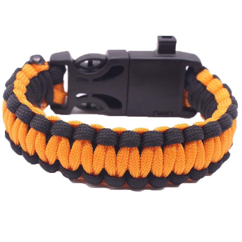 Survival Paracord Bracelet with Compass, Whistle and Fire Starter - Orange