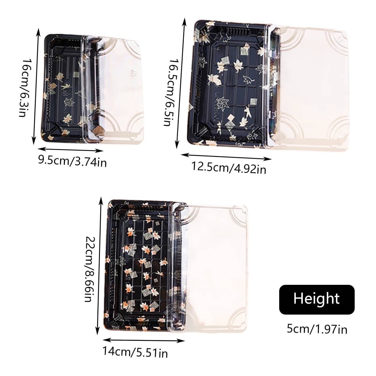 Sushi Packaging Boxes, Pack of 50 - 16 x 9.5 x 5 cm - view 4