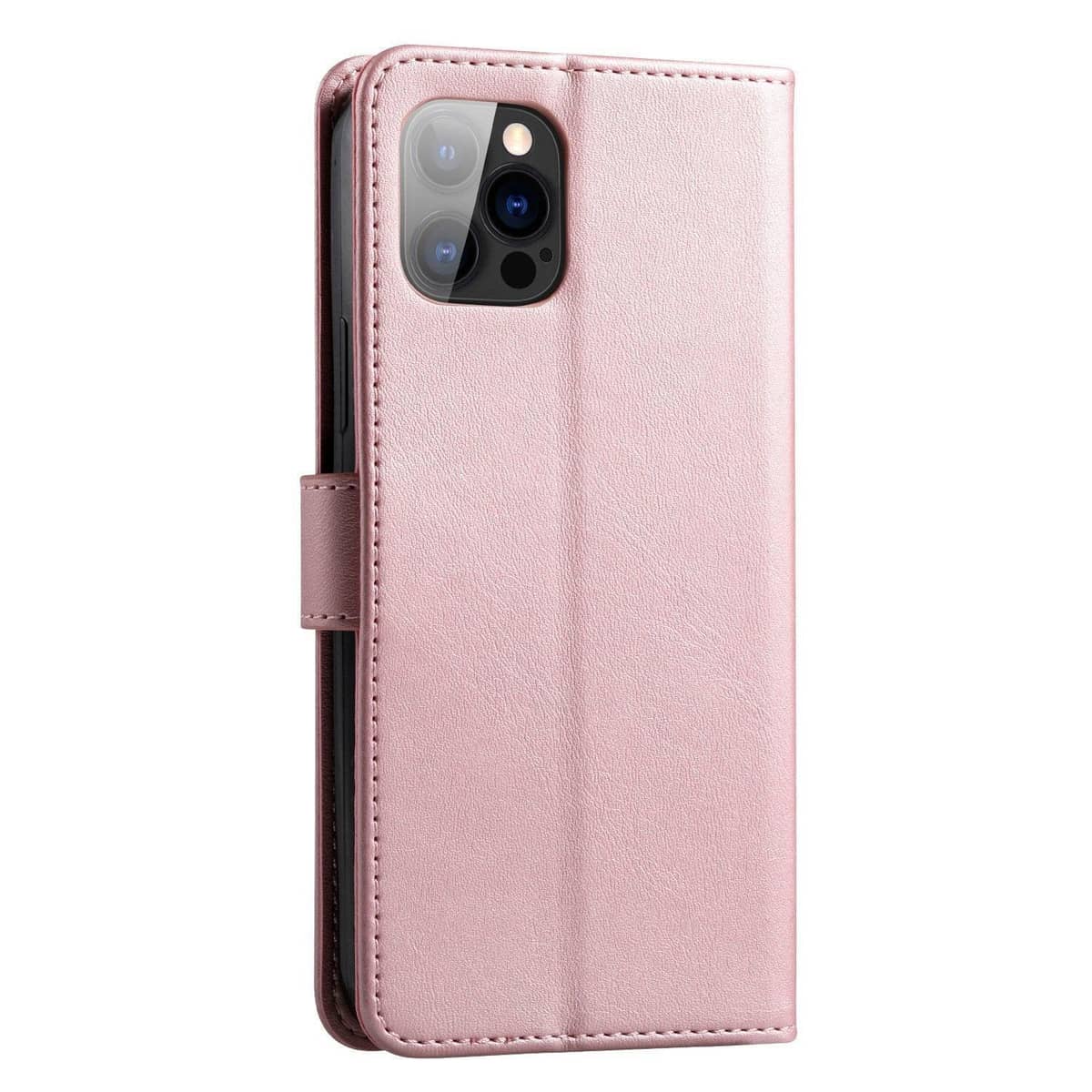 Rose Gold Faux Leather Wallet Flip Case with Card Slot - iPhone 13 Mini - view 4
