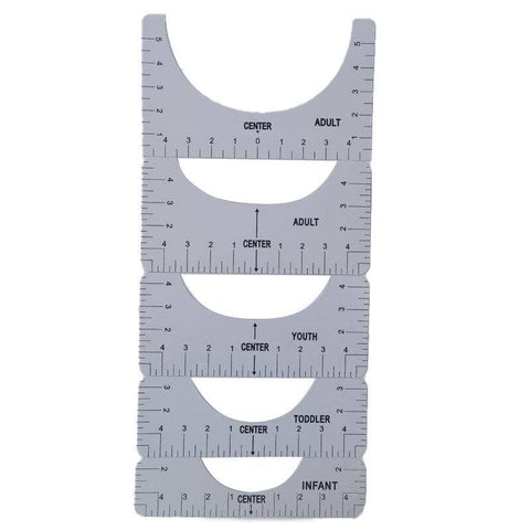 T-Shirt Alignment Ruler Set of 5 for Heat Press DIY Shirt Printing - White