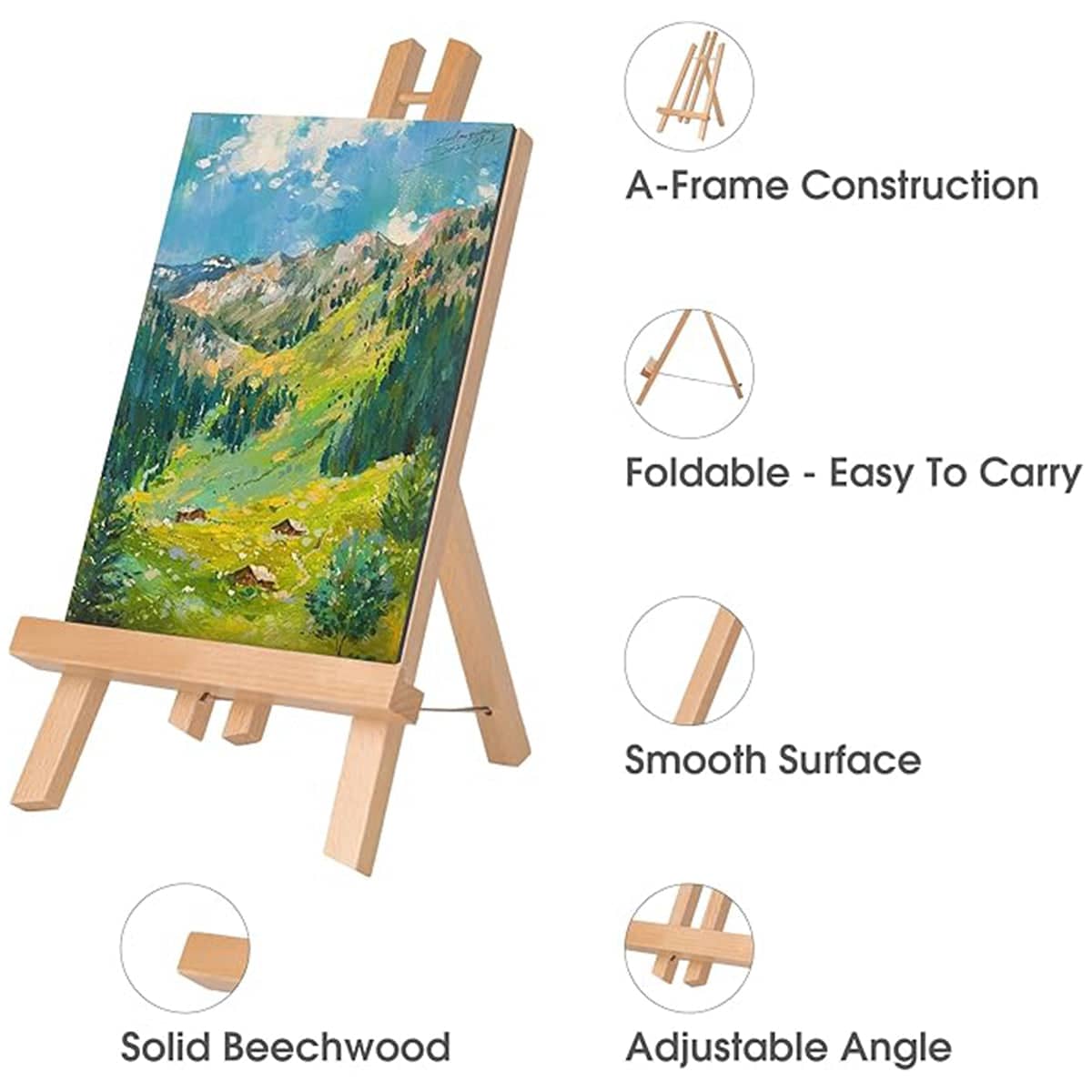 Tabletop Solid Wood Easel for Painting - 50 cm Size (24 x 50 cm) - view 5