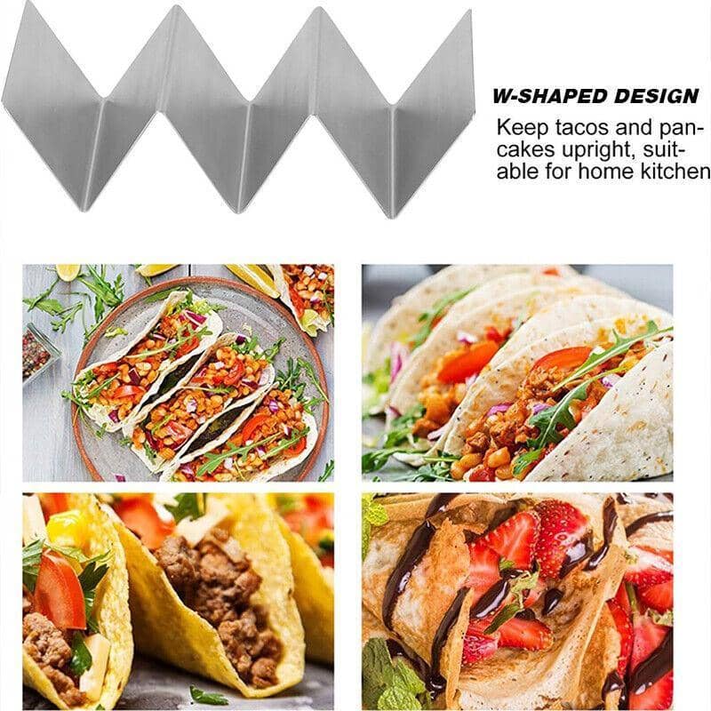 Taco Holder Stainless Steel Stand, 3 Compartments, 20 x 10 x 5 cm - view 3