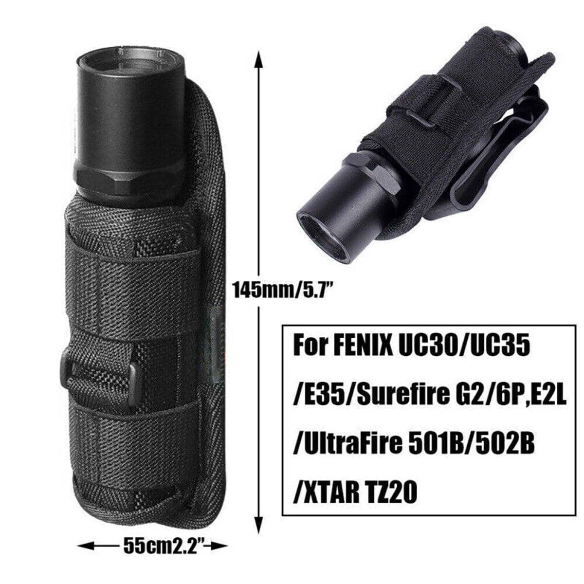 Tactical Flashlight Holster with 360 Degree Rotation - Black - view 4
