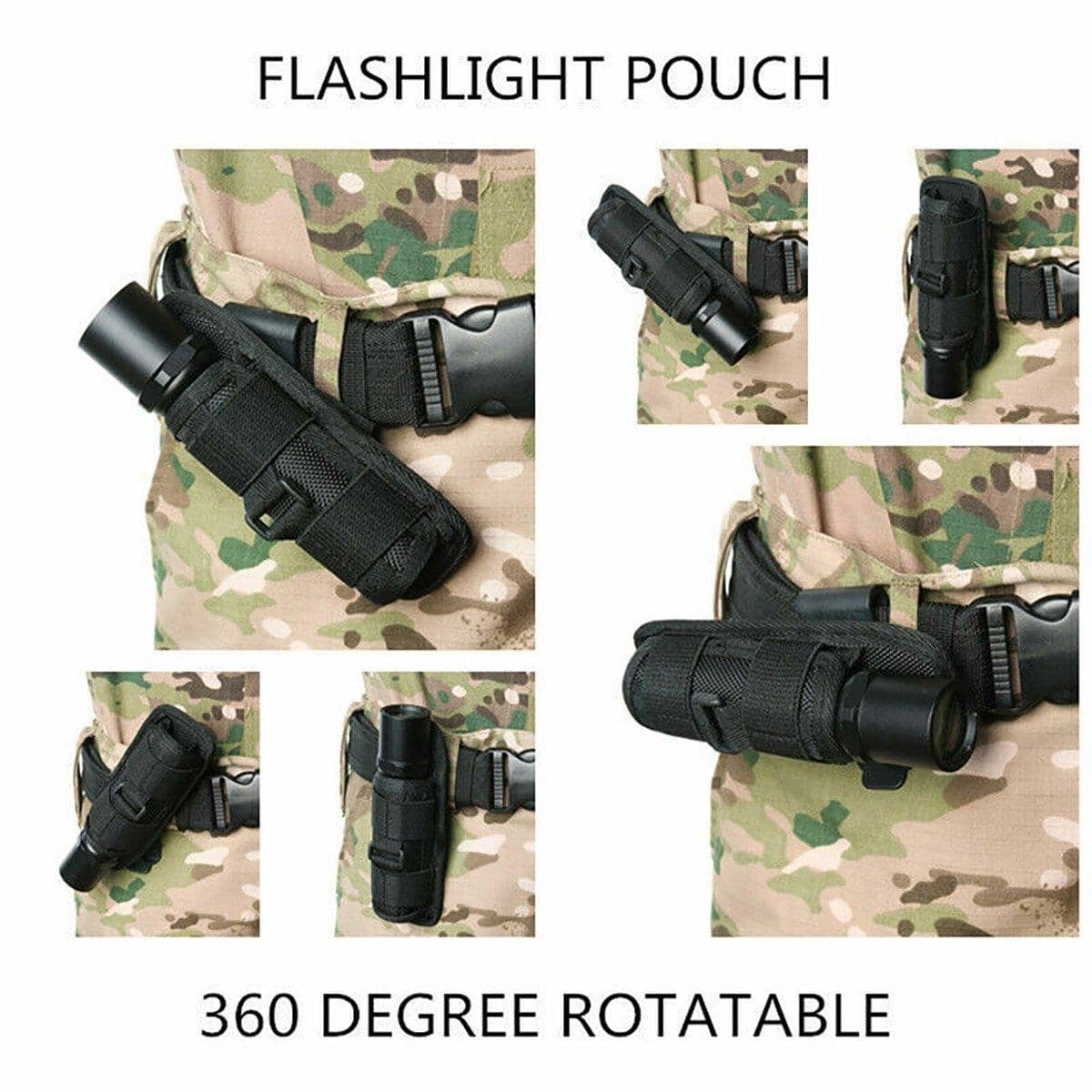 Tactical Flashlight Holster with 360 Degree Rotation - Black - view 5