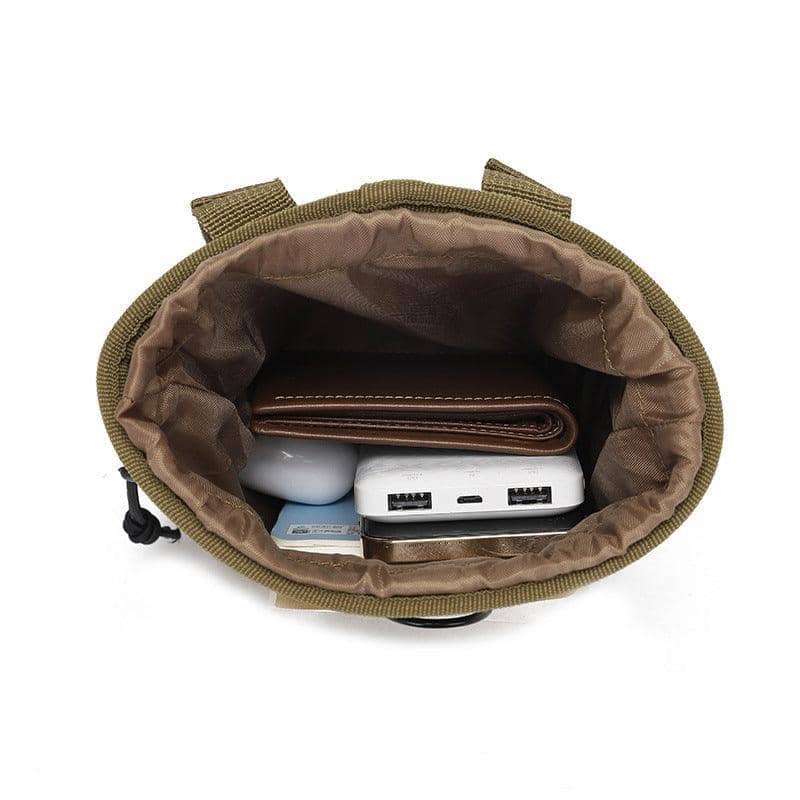 Tactical Molle Drawstring Pouch, Utility Belt Bag with Mesh Pocket - Black - view 4