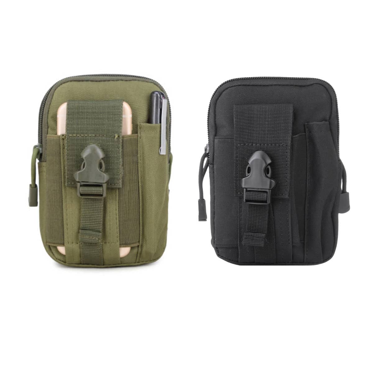 Tactical Waist Bag with MOLLE Straps for Hiking, Camping and Travel - Black - view 3