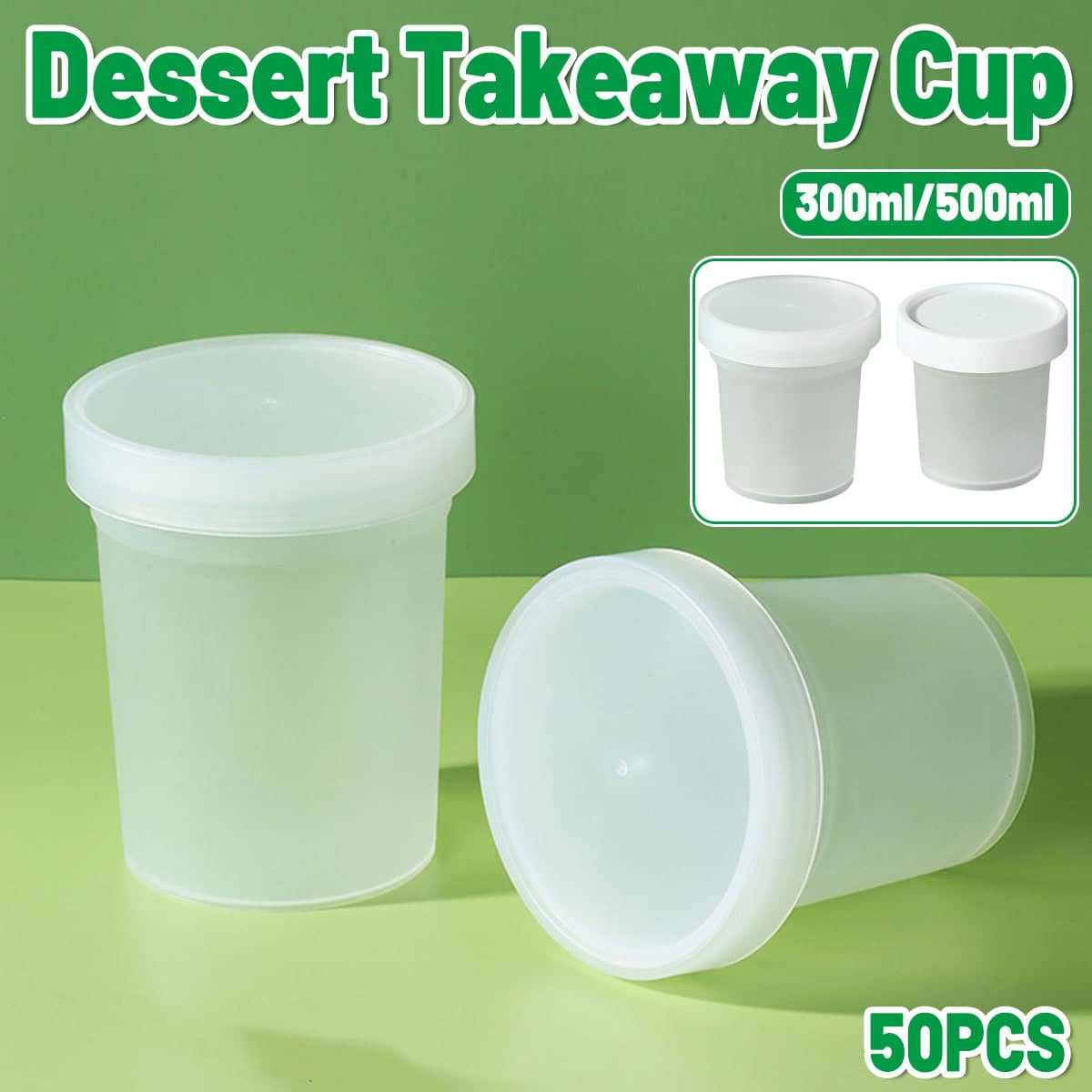 Takeaway Dessert Cups with Lids - 500 ml, Pack of 50 - view 2