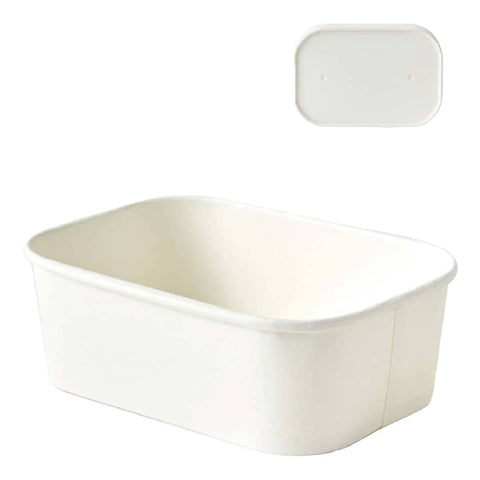 Takeaway Lunch Boxes with Lids, Leakproof 850 ml - White, Pack of 50