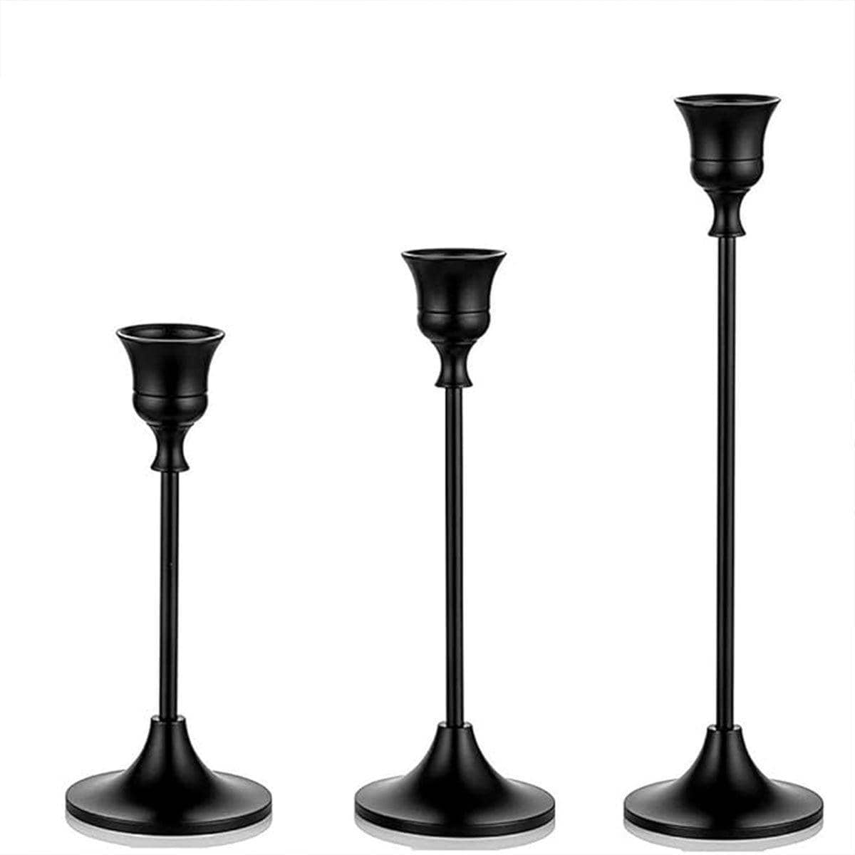 Taper Candle Holders, Set of 3 - Black