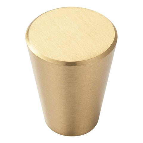 Tapered Cabinet Knob, Single Hole Drawer Pull - Brushed Gold