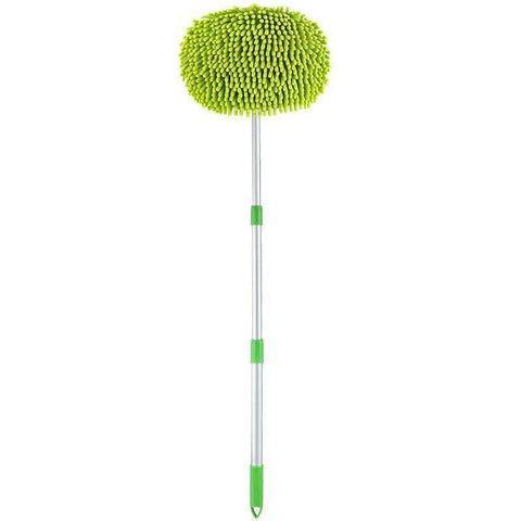 Telescopic Car Wash Mop with Chenille Head - Green, Three Section