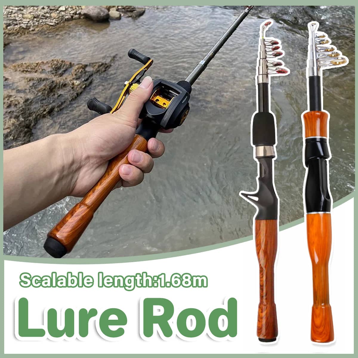 Telescopic Fishing Rod Carbon Fibre 168 cm - Straight Shank - view 2