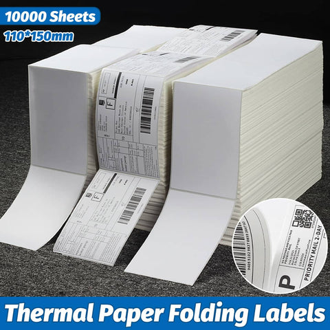 Thermal Paper Foldable Shipping Labels 110 x 150 mm, 10000 Sheets Self Adhesive