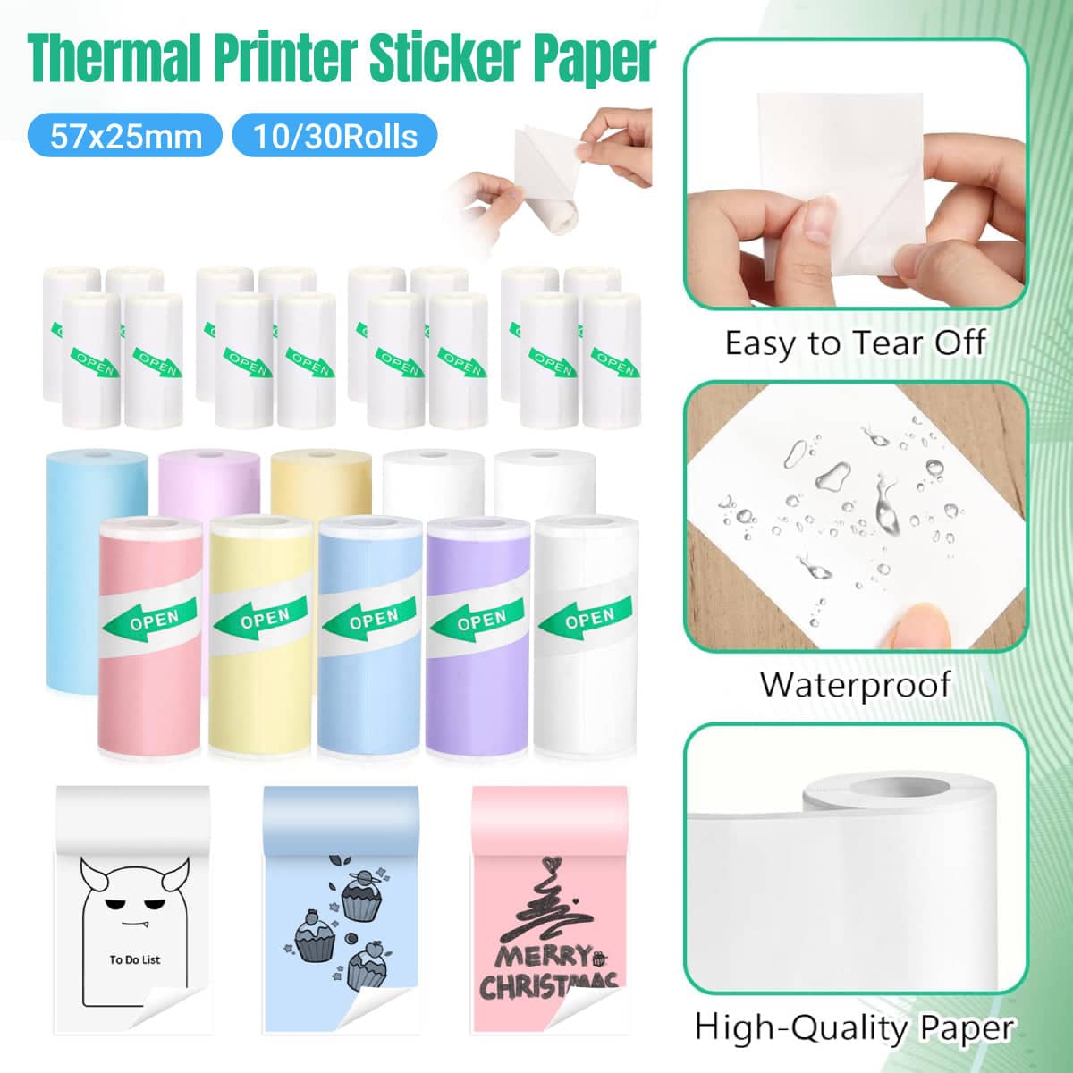 Thermal Sticker Paper Rolls 57 x 25 mm for Portable Printers - Number 1 - view 2