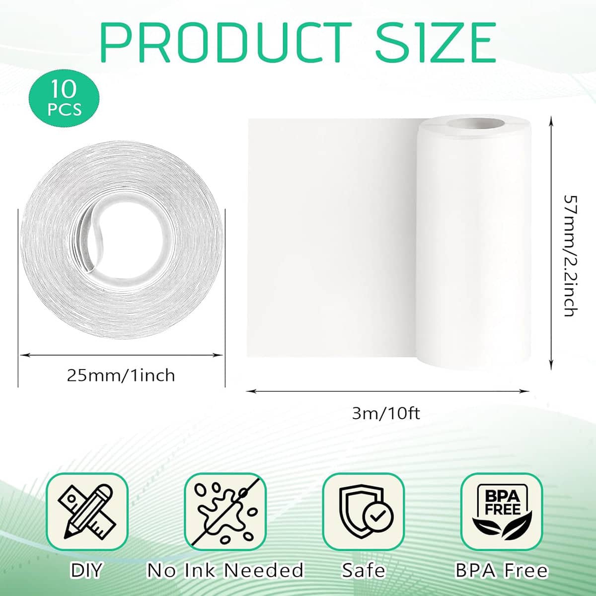 Thermal Sticker Paper Rolls 57 x 25 mm for Portable Printers - Number 1 - view 4