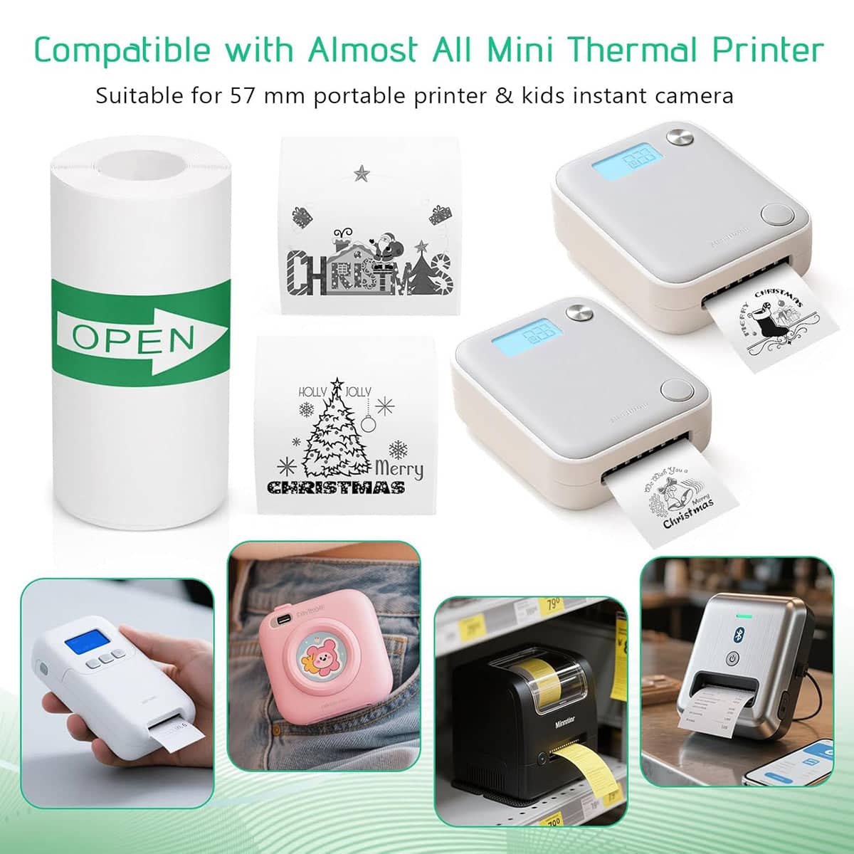Thermal Sticker Paper Rolls 57 x 25 mm for Portable Printers - Number 3 - view 5