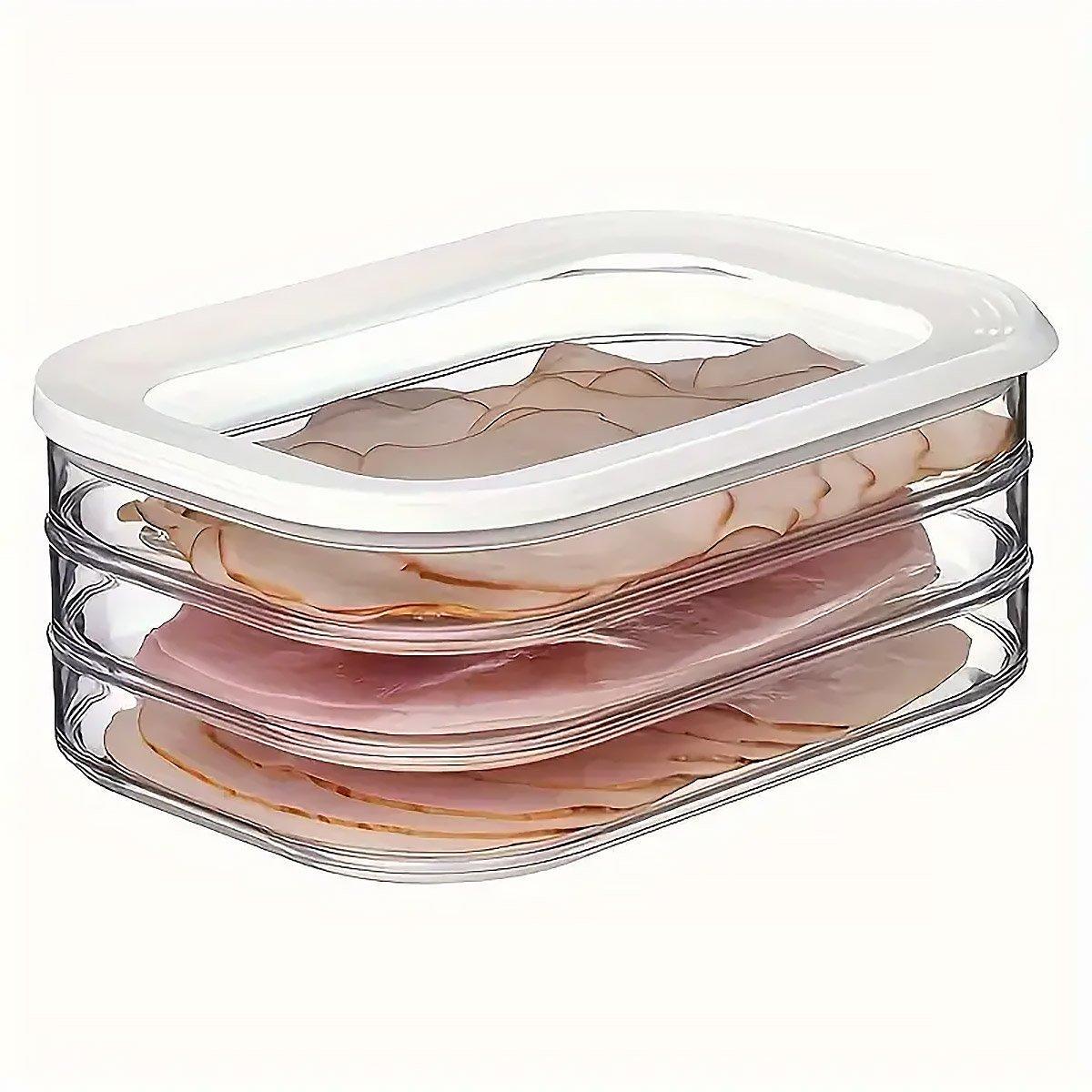 Three-Layer Food Grade Plastic Freezer Storage Box with Lid - view 2