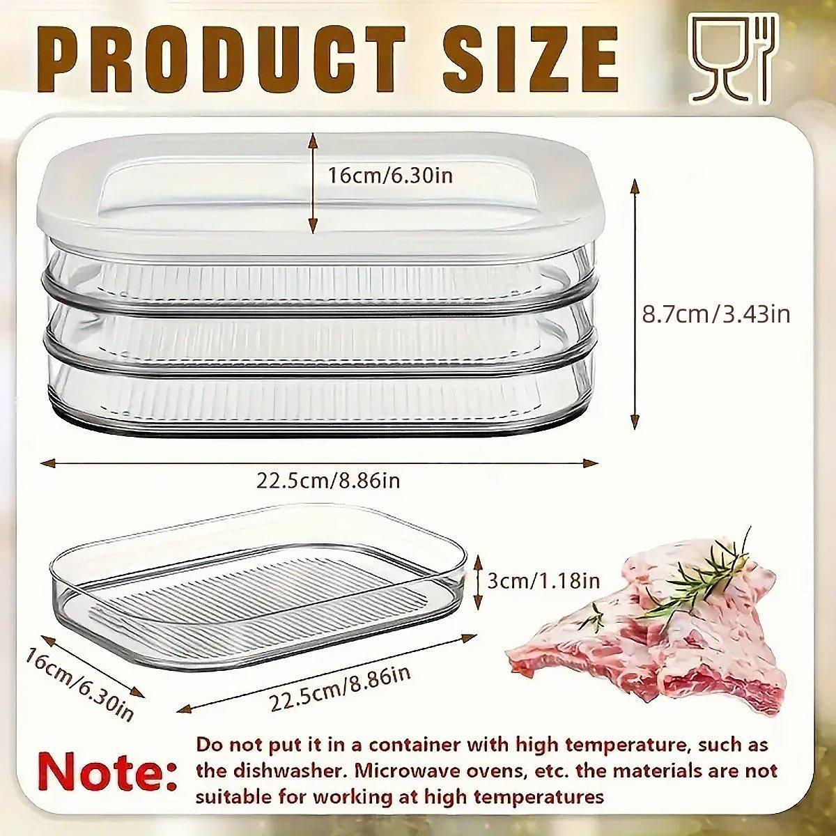 Three-Layer Food Grade Plastic Freezer Storage Box with Lid - view 3