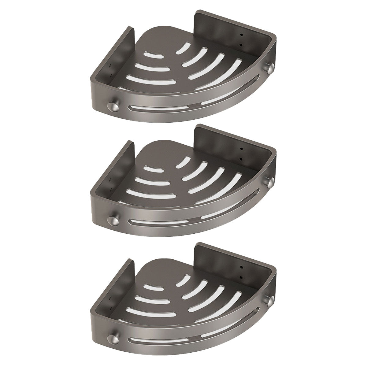 Three-Layer Triangular Bathroom Shelf, No-Drill Wall Mount - Grey