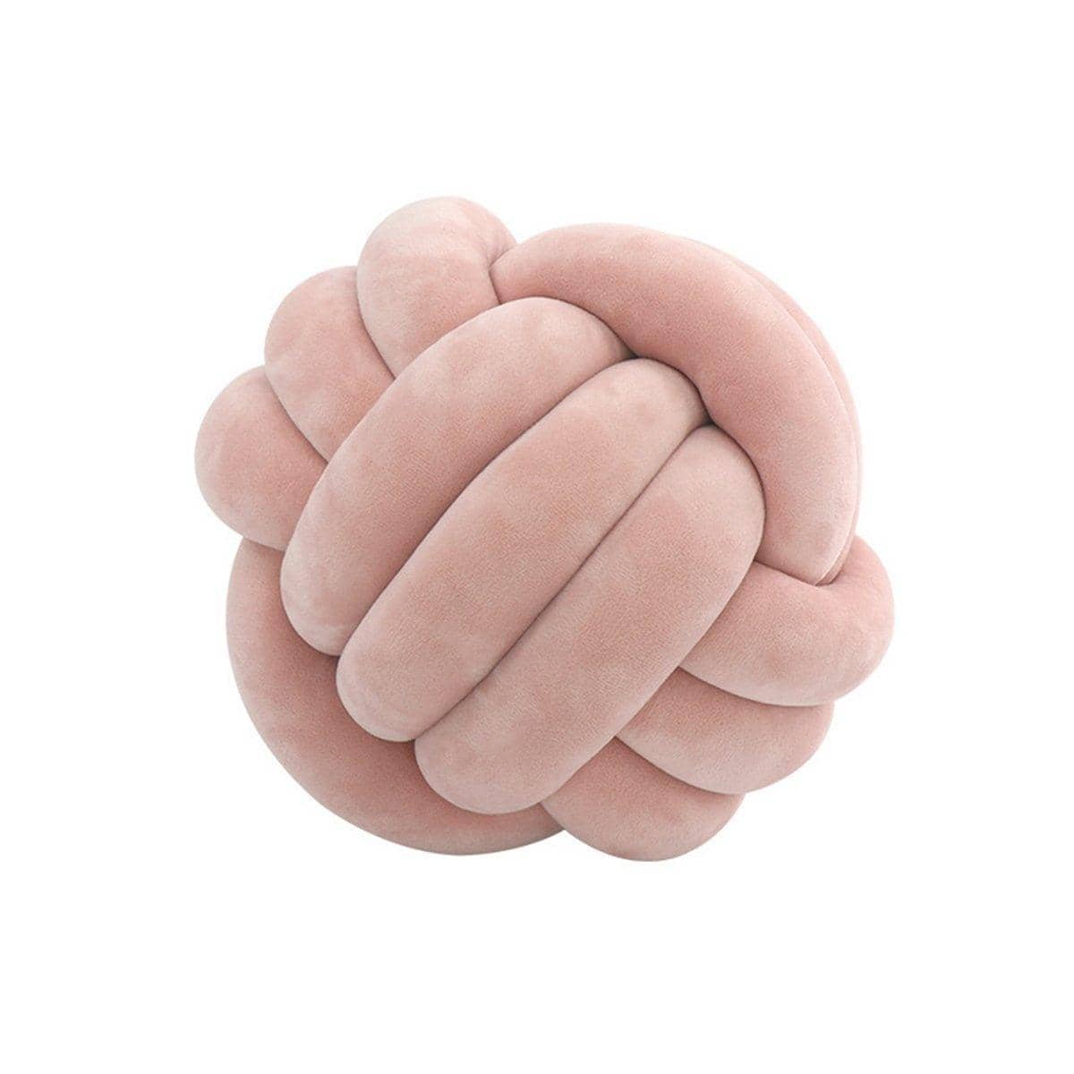 Three-Strand Braided Round Pillow, Velvet - Pink