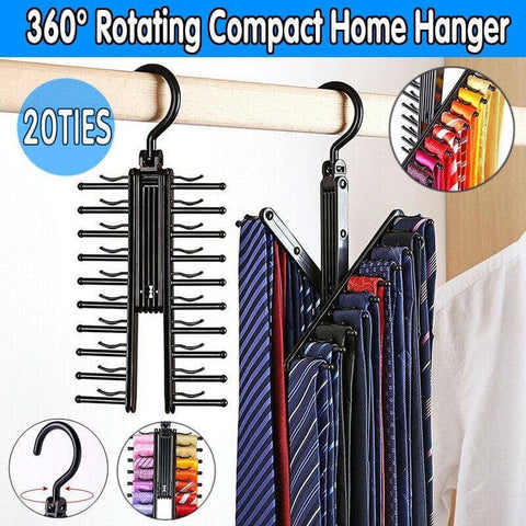 Tie and Scarf Hanger 360 Degree Rotating with 20 Hooks for Closet Organisation
