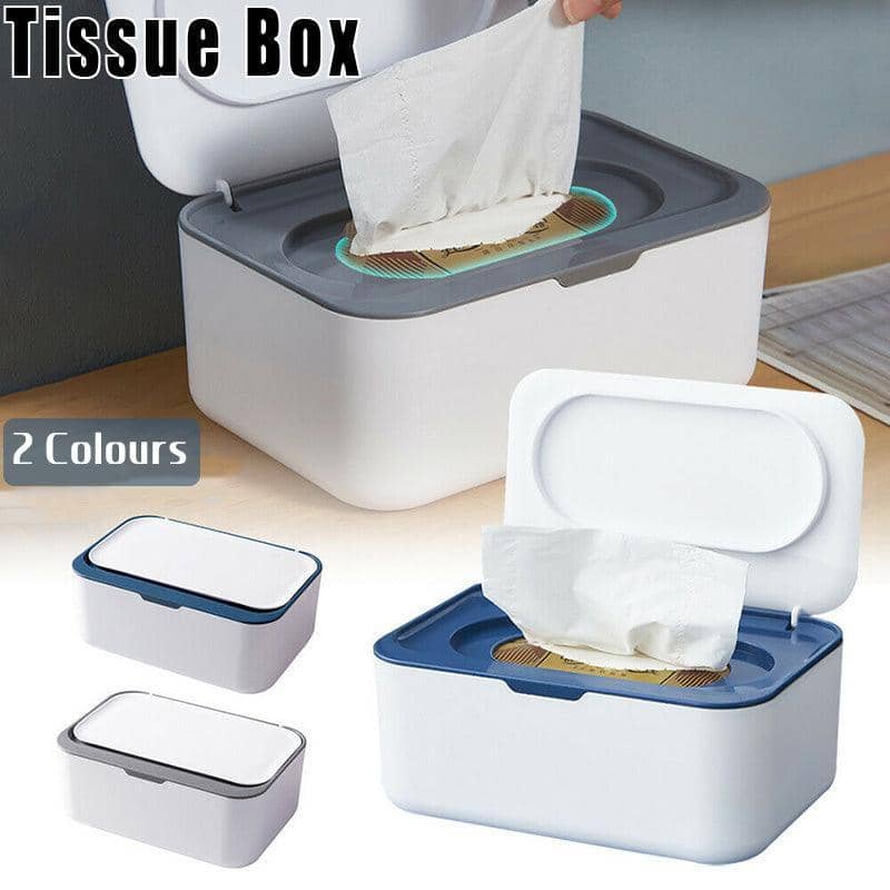 Tissue Box with Wet Wipe and Mask Storage Organiser - Blue - view 2