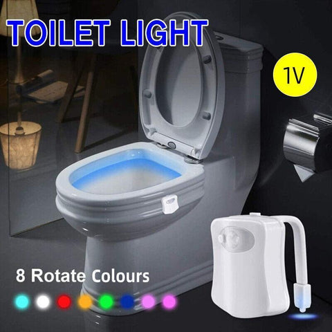 Toilet Night Light with Motion Sensor - 8 Colour LED Bathroom Lamp