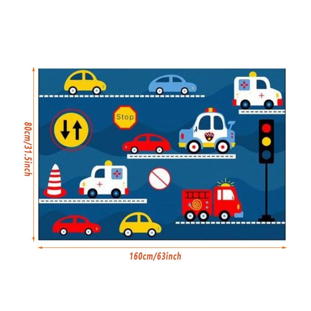 Traffic Road Play Mat for Kids Playroom, 160 x 80 cm Non-Slip Rug - view 3
