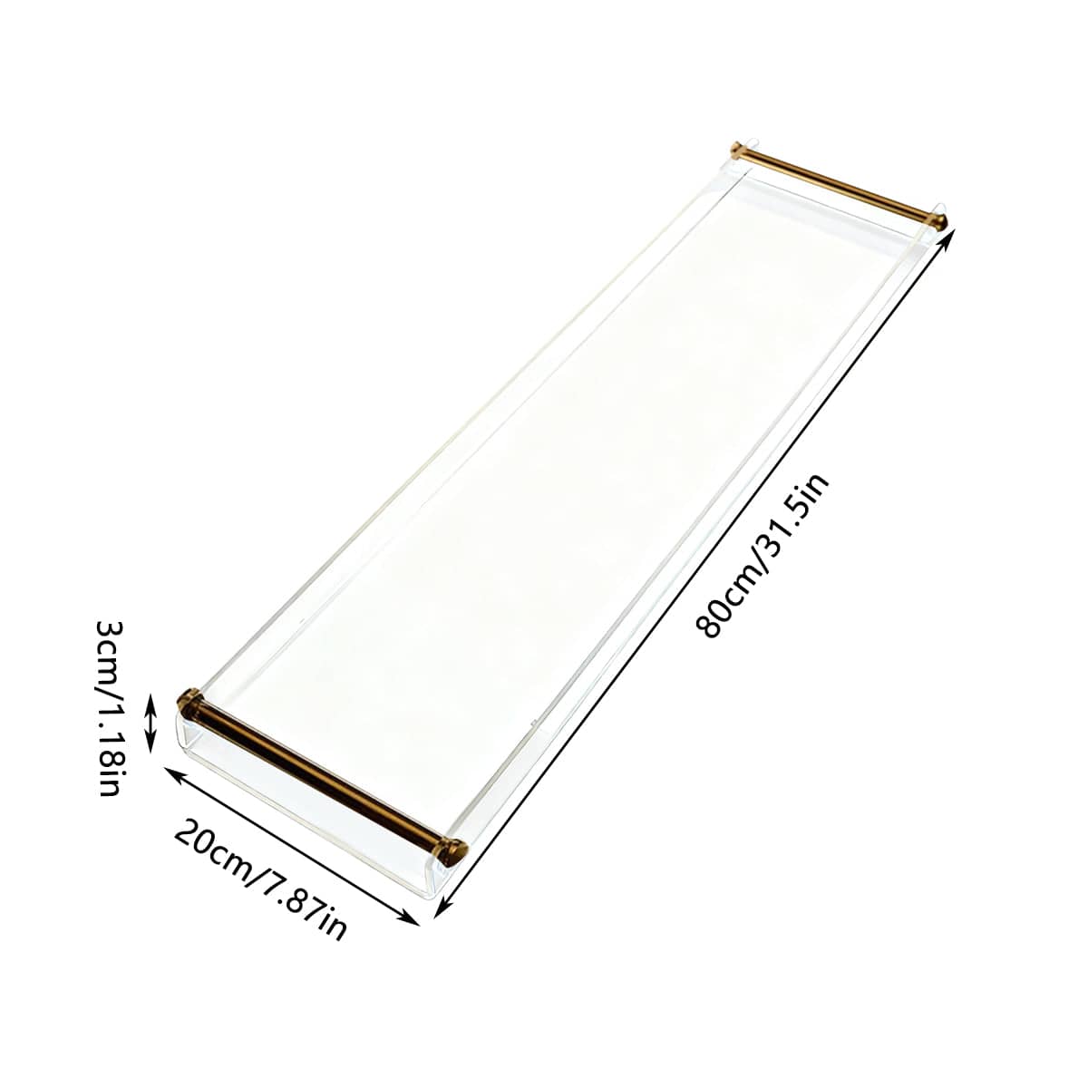 Transparent Acrylic Bathtub Caddy Tray with Gold Frame, 80 x 20 cm - view 3