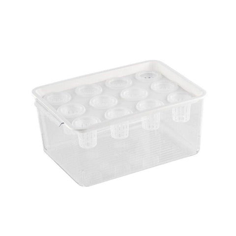 Transparent Aquarium Fish Tank with 12 Hole Hydroponic Lid - White, 35 x 25 x 16cm
