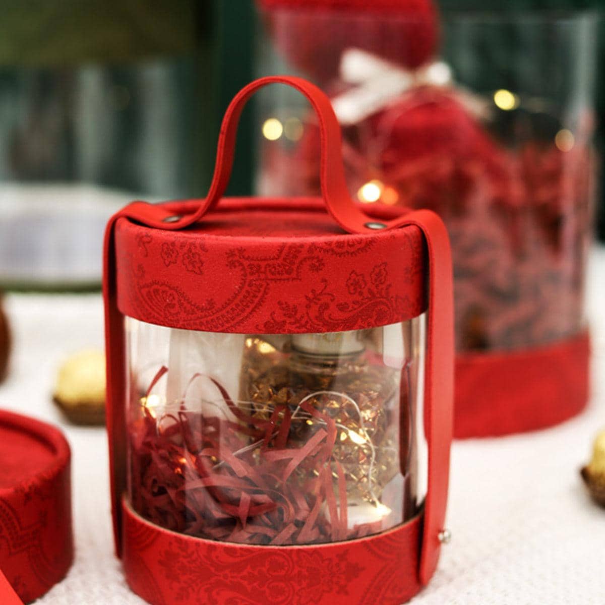 Transparent Hug Bucket Gift Boxes with Handle, Pack of 10 Dessert and Candy Boxes - Green - view 5