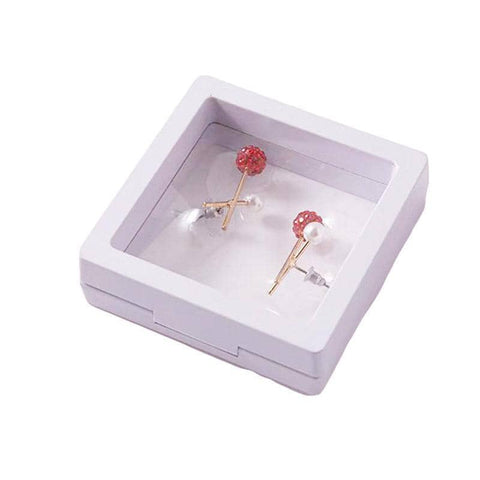 Transparent Jewellery Storage Boxes with PE Film, Pack of 10 - White, 7 x 7 x 2 cm