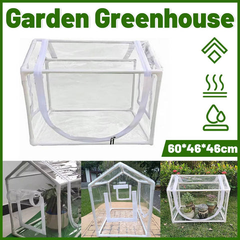 Transparent PVC Plant Cold Proof Cover with Window, Mini Greenhouse 60 cm x 46 cm x 46 cm