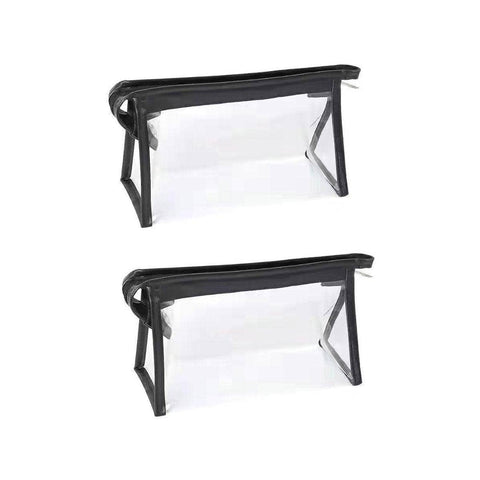 Transparent Zipper Pencil Case Pouches, Pack of 2 - Black