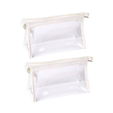 Transparent Zipper Pencil Case Pouches, Pack of 2 - White
