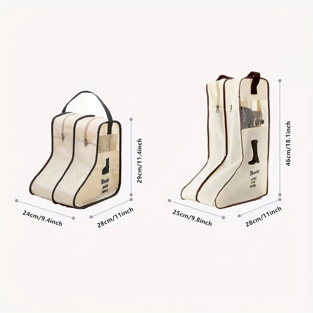 Travel Shoe Bag for Boots, Beige Dustproof Storage with Clear Window, Pack of 4 - view 3