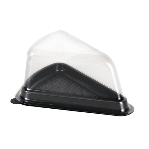 Triangle Cake Slice Boxes with Clear Lid, Pack of 100 - Black, 7 x 14 x 6 cm