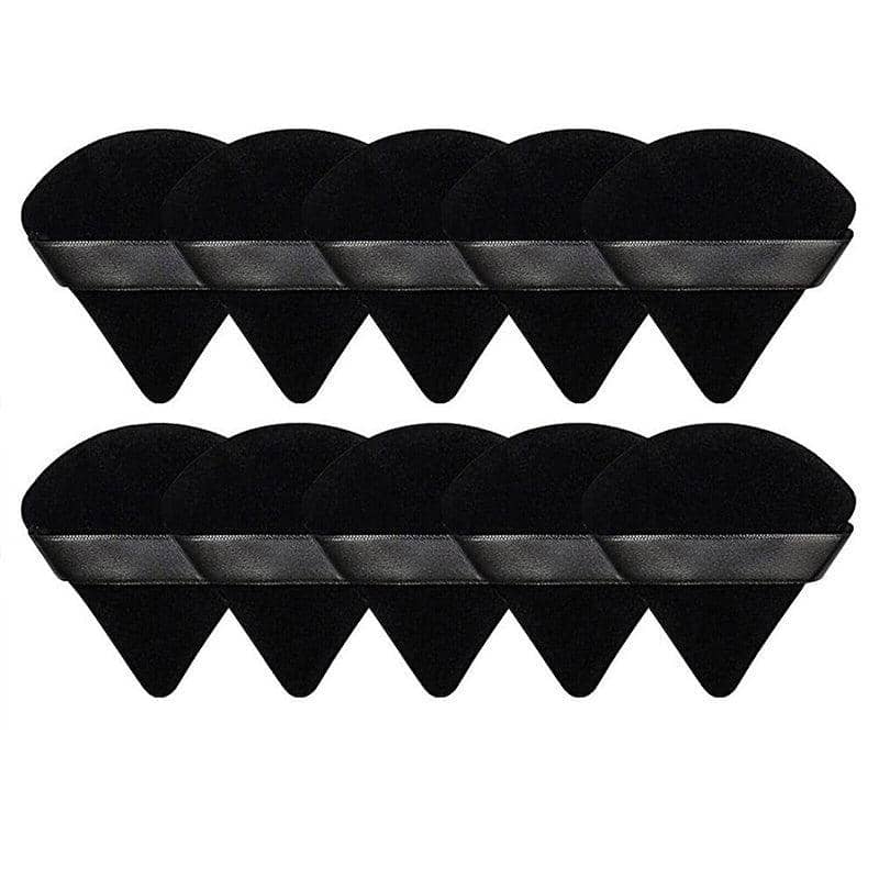 Triangle Cosmetic Powder Puffs, Pack of 10 - Black