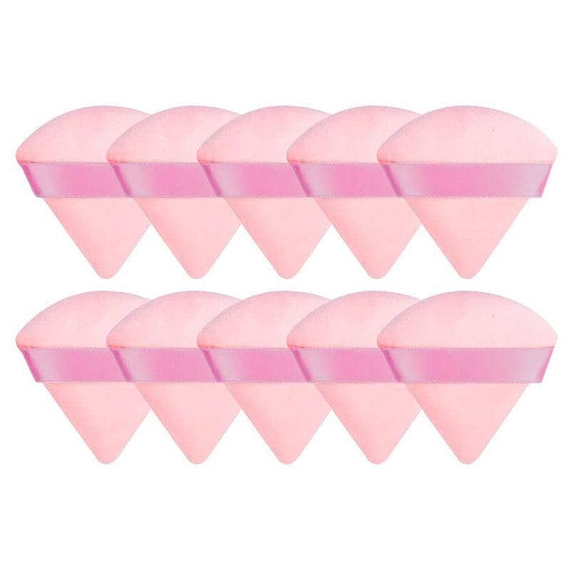 Triangle Cosmetic Powder Puffs, Pack of 10 - Pink
