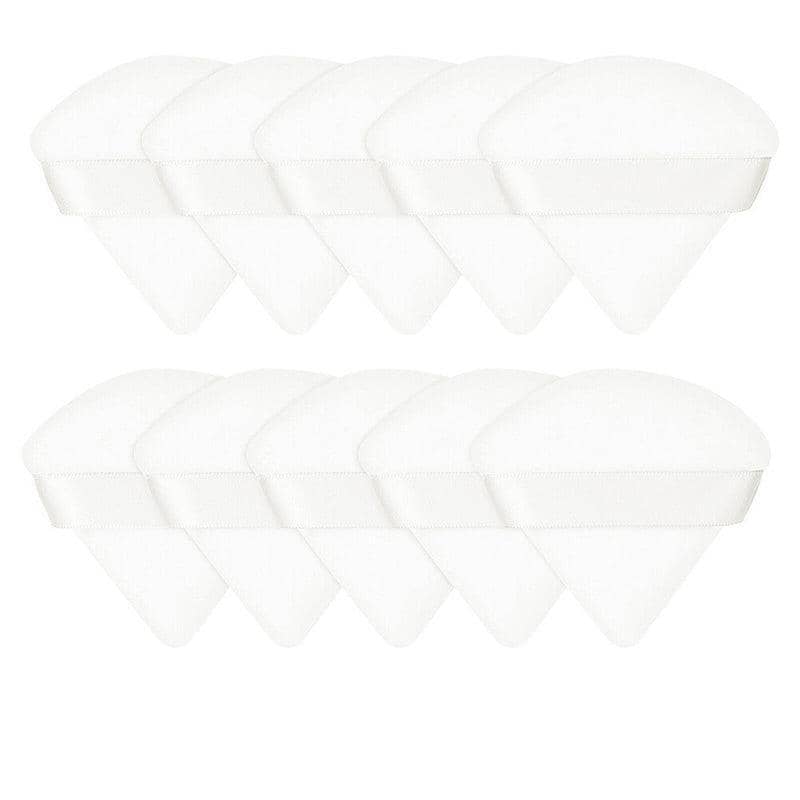 Triangle Cosmetic Powder Puffs, Pack of 10 - White