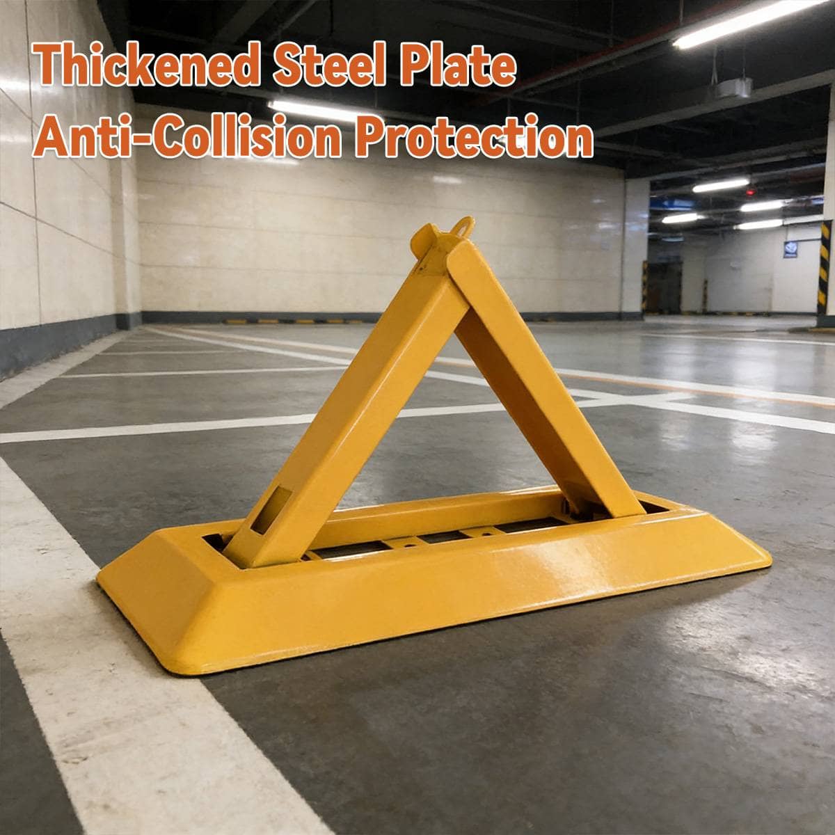 Triangle Foldable Residential Parking Space Lock in Steel, Yellow - view 5