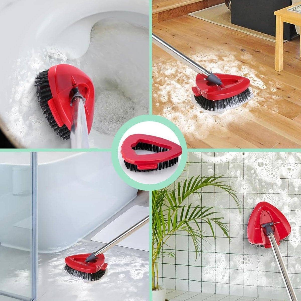 Triangle Rotating Mop Head Replacement Brush, Pack of 2 - Red - view 4